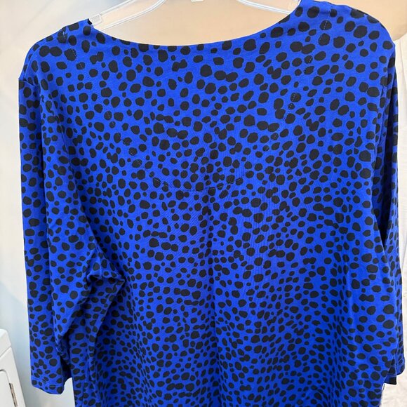 Ruby Rd Favorites Blue & Black 3/4 sleeve top - Picture 2 of 11